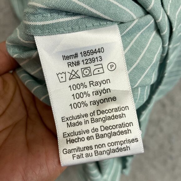 NEW Jachs Girlfriend Women's XXL Green & White Striped Rayon Blouse - Picture 5 of 9